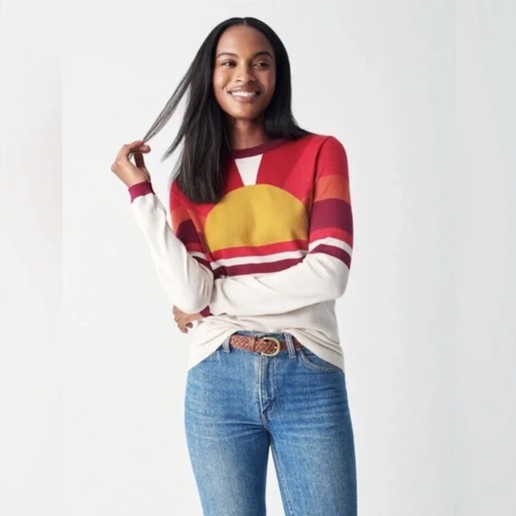 Faherty Sunray 100% Extra Fine Merino Wool Crew Horizon Sunset Sweater - Picture 1 of 6